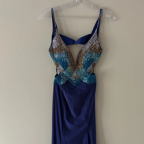 Johnathan Kayne Royal Blue Sequin Prom/Pagenat Dress size 0-2 - Picture 8 of 11